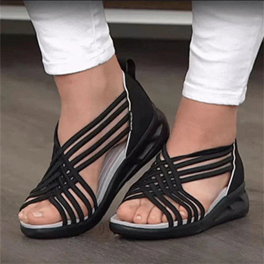 Black Orthopedic Summer Sandals – Lightweight and Supportive